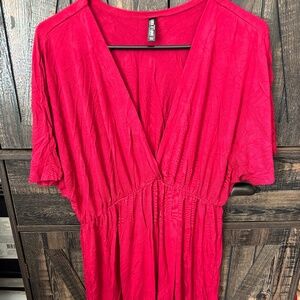 Bright pink faux wrap dress